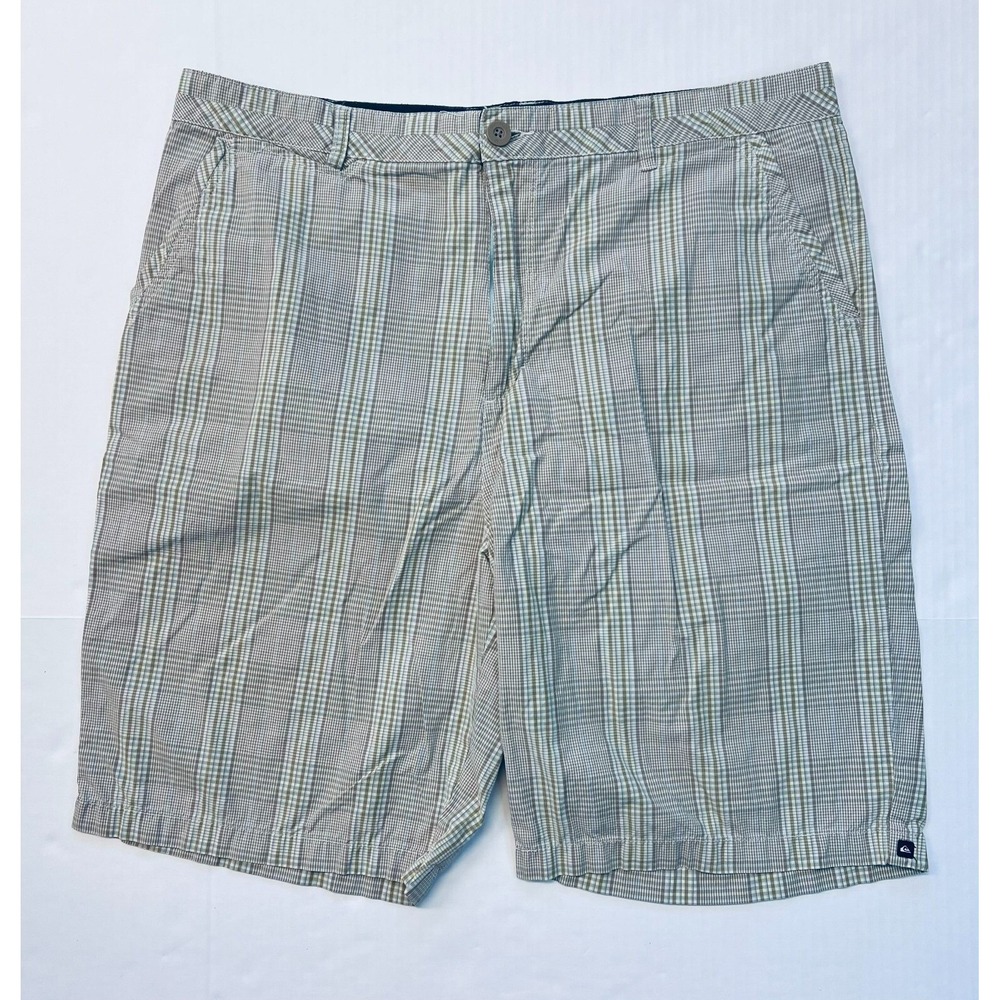 Quiksilver Mens Plaid Chino Shorts Size 40 Grey Green Cotton A104295 Casual‎